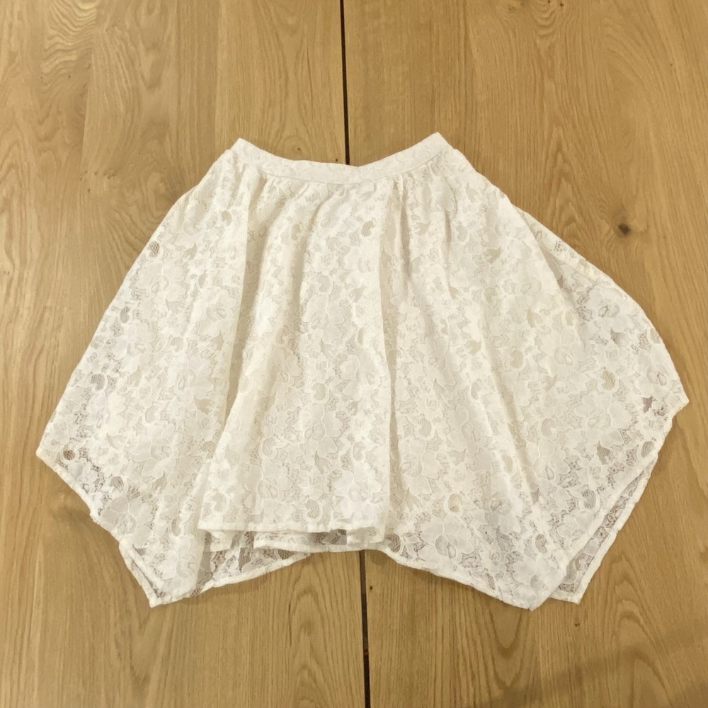 Abercrombie & Fitch‎ NWT girls lace Ivory Flare skirt asymmetrical hemline SM 10